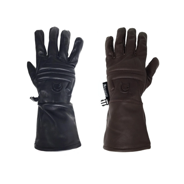 Gladiator Leather Gauntlet Motorcycle Gloves in Black and Brow